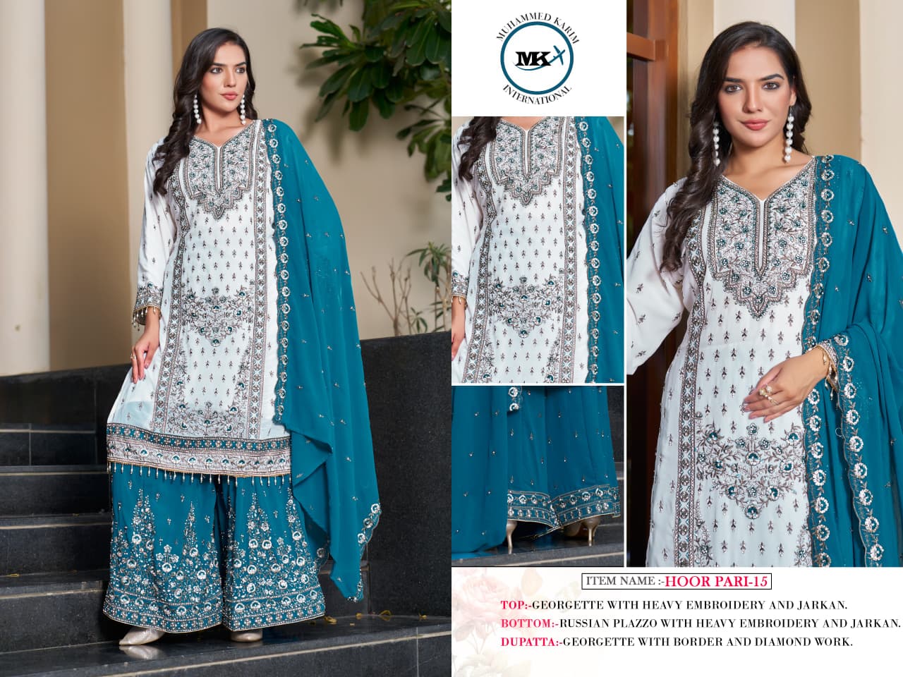 Flowing Georgette Russian Plazo with Embroidery